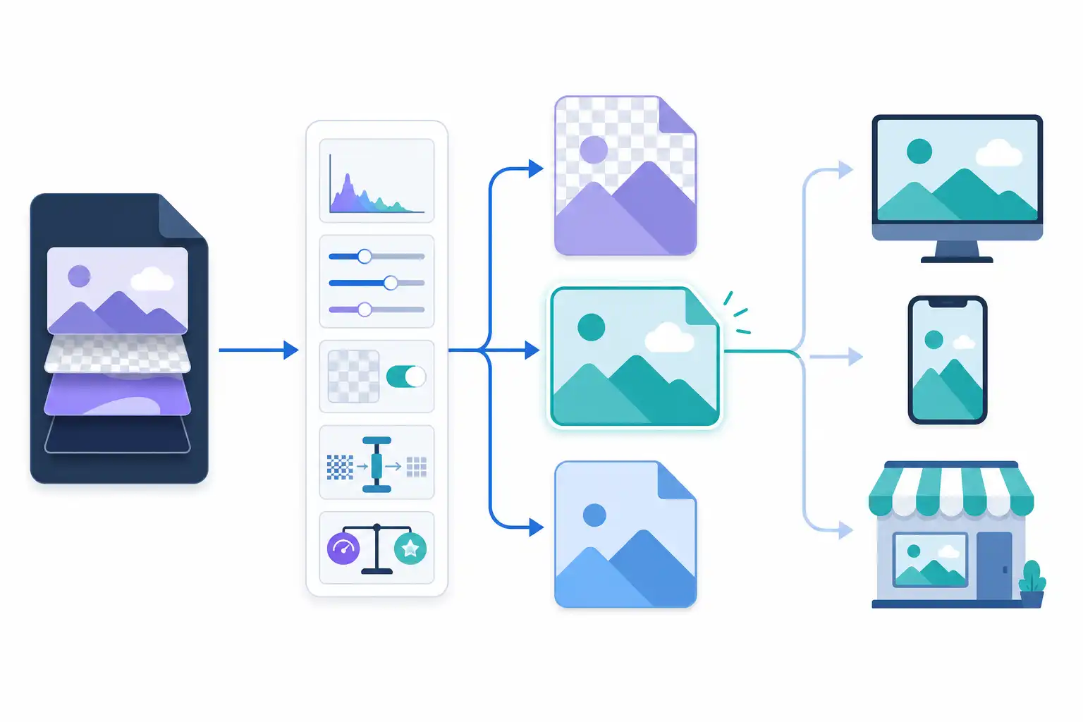 Infografik zu AVIF-Bilder aus Photoshop exportieren: Qualität, Transparenz und Web-Workflow (KI-generiert)