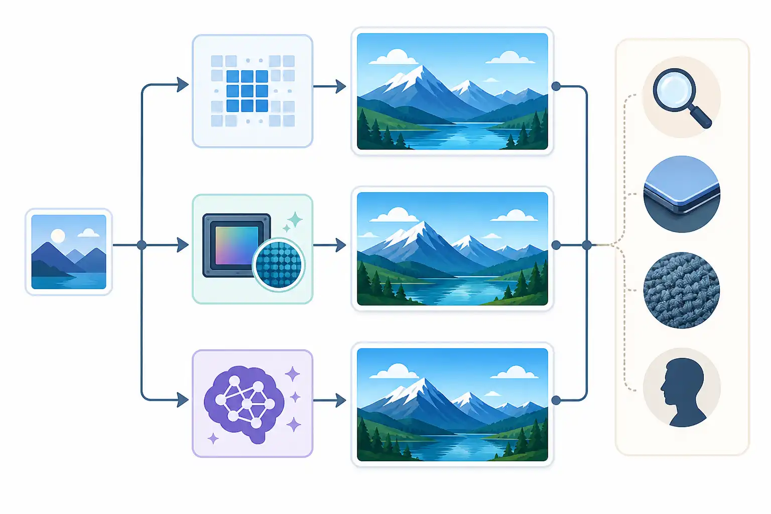 Infografik zu Bilder in Photoshop hochskalieren: Wann Generatives Upscale wirklich bessere Ergebnisse liefert (KI-generiert)