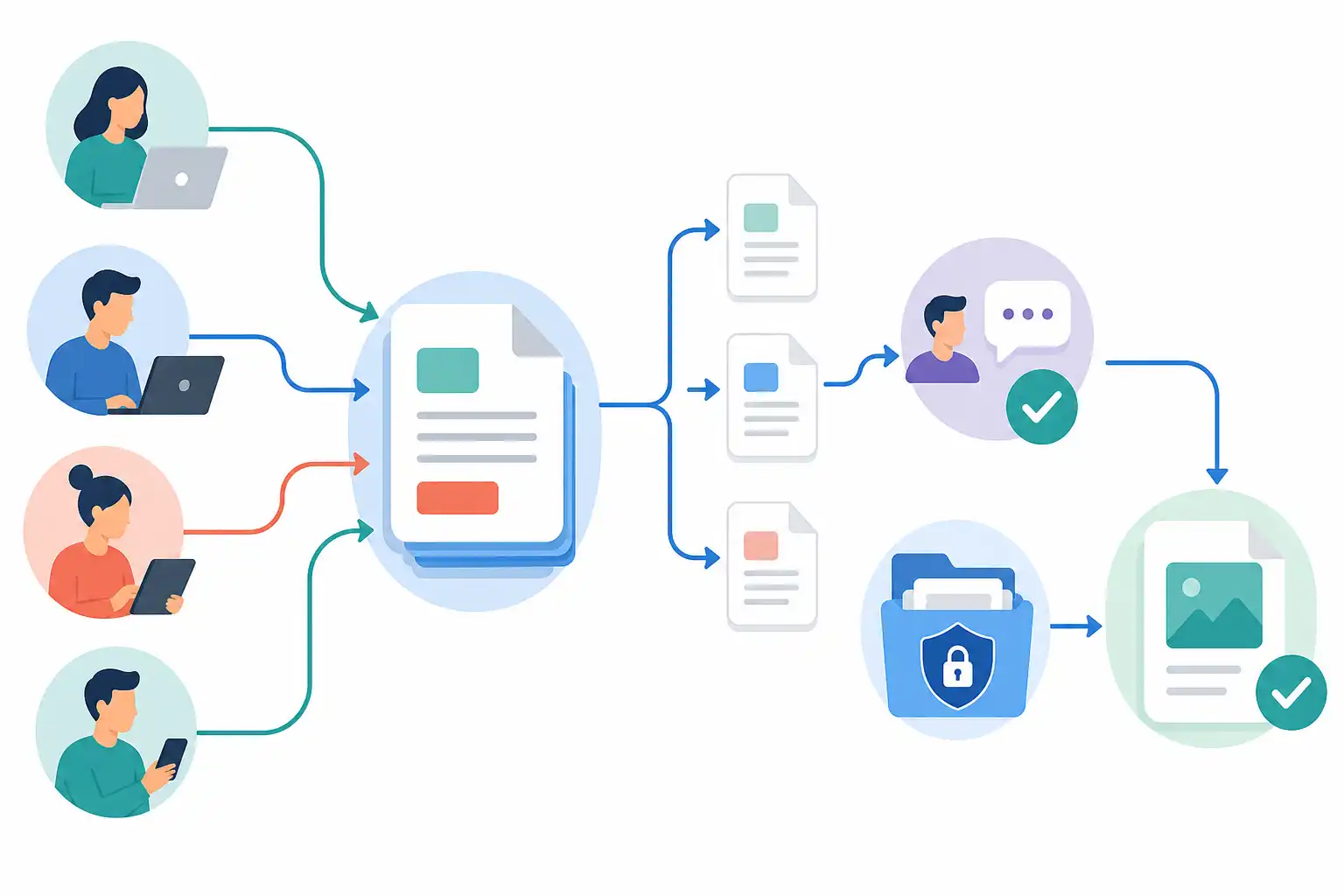 Infografik zu Photoshop Cloud-Dokumente im Team: Versionen und Freigaben sicher organisieren (KI-generiert)